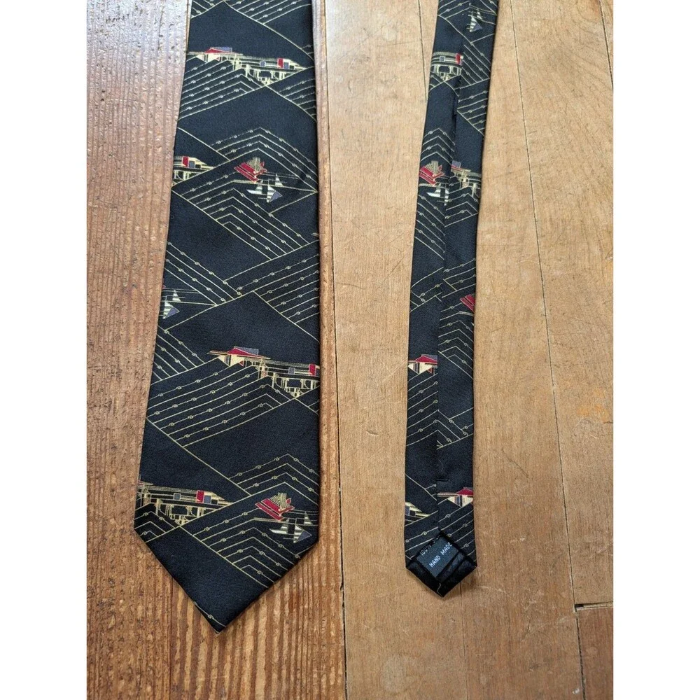 Frank Lloyd Wright Men’s Tie Geometric Art Collection Architect Hand Made Silk